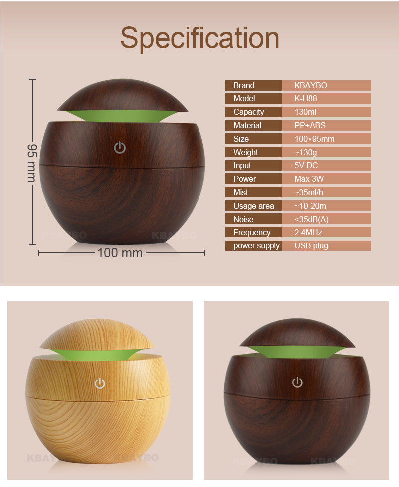 Diffuseur Aromathérapie USB | Veilleuse LED 7 Couleurs | Humidificateur Ultrasonique
