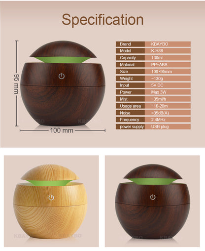 Diffuseur Aromathérapie USB | Veilleuse LED 7 Couleurs | Humidificateur Ultrasonique