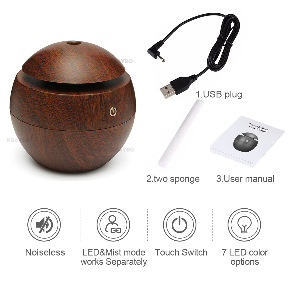 Diffuseur Aromathérapie USB | Veilleuse LED 7 Couleurs | Humidificateur Ultrasonique