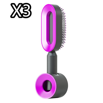 Brosse Démêlante Auto-Nettoyante | Massage Cuir Chevelu Anti-Statique