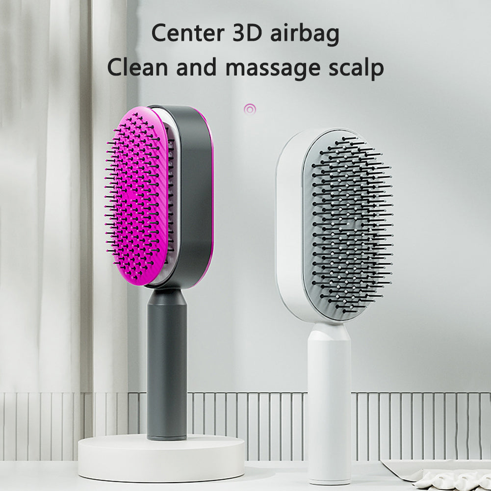 Brosse Démêlante Auto-Nettoyante | Massage Cuir Chevelu Anti-Statique