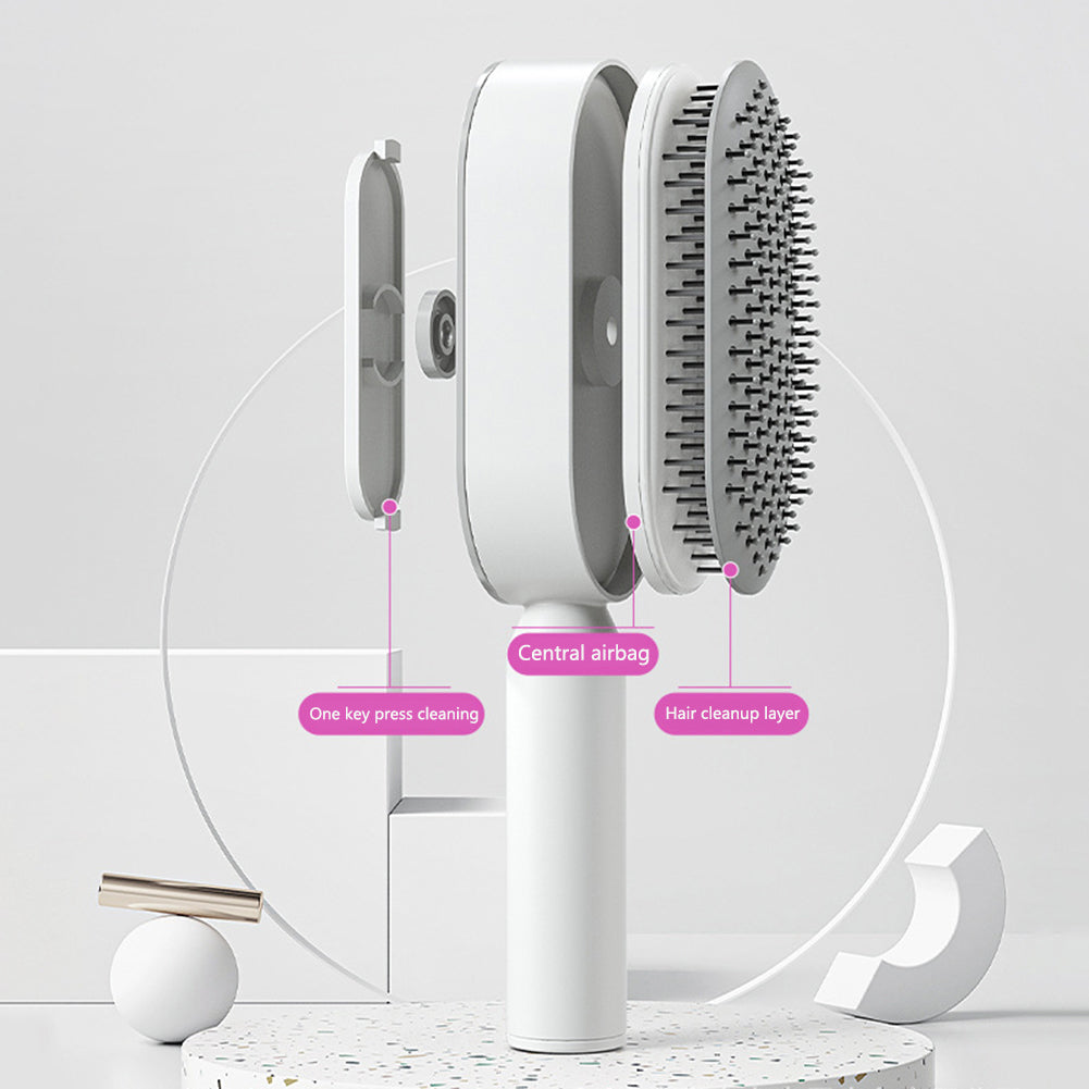 Brosse Démêlante Auto-Nettoyante | Massage Cuir Chevelu Anti-Statique