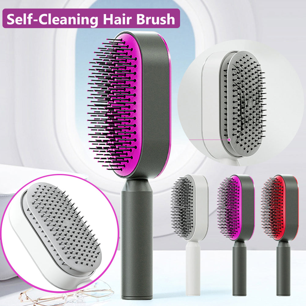 Brosse Démêlante Auto-Nettoyante | Massage Cuir Chevelu Anti-Statique